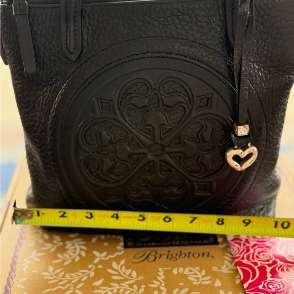 Brighton Lara Soft Tote Ferrara Collection Black Embossed Leather Tote/Crossbody - Picture 9 of 13